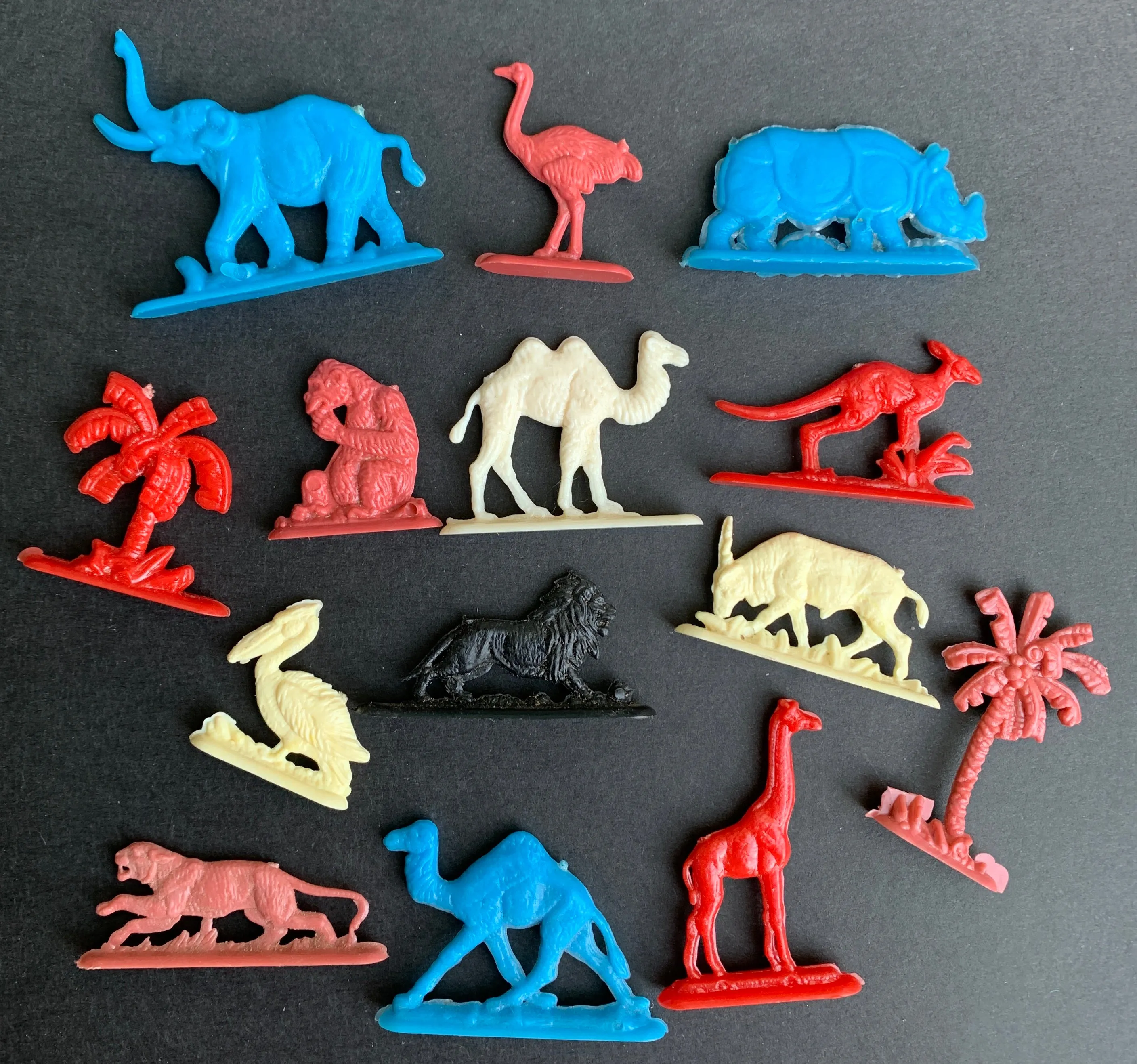 14 Wonderful Vintage 3cm Wild Animals   Trees ...on Stands