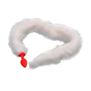 33" White Fox Tail Silicone Plug