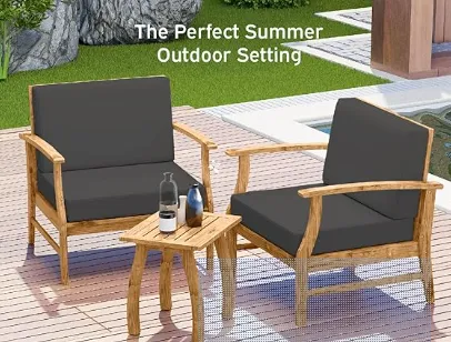 5 Piece Patio Bistro Furniture Wood-• 2x Chairs
 • 1x Table