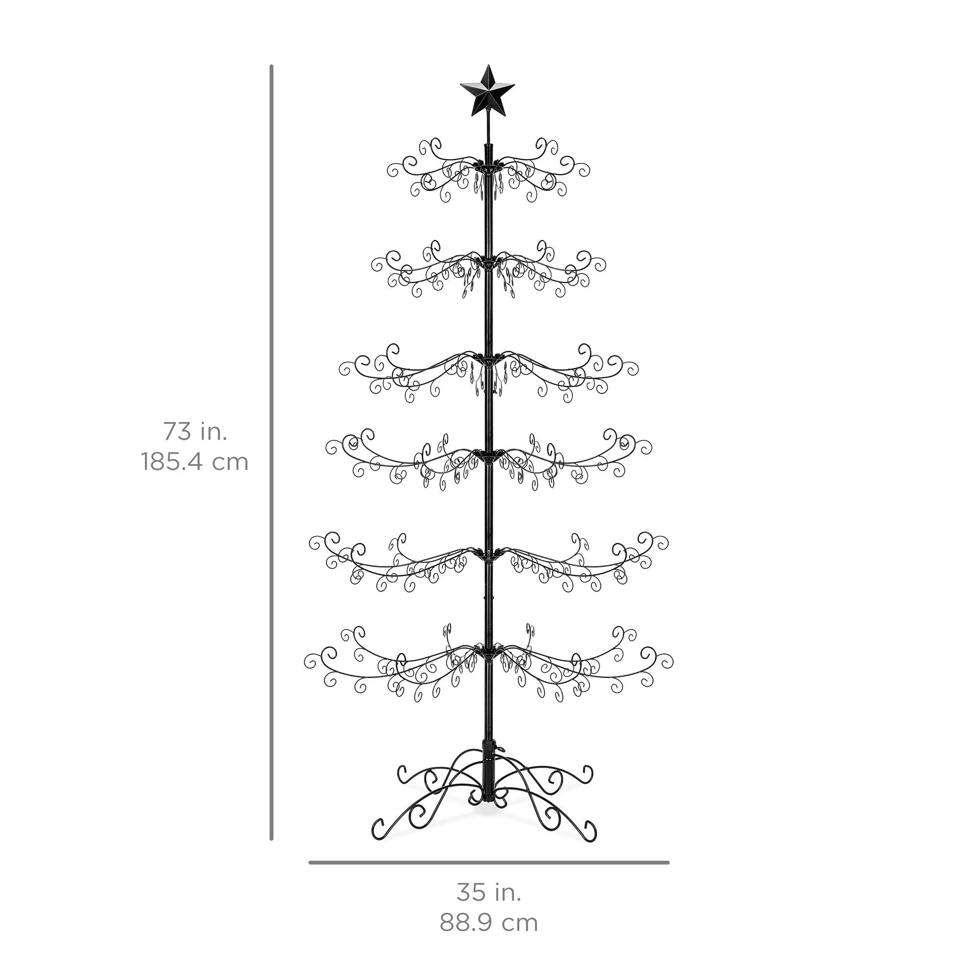 6ft Wrought Iron Ornament Display Christmas Tree w/ Easy Assembly, Stand