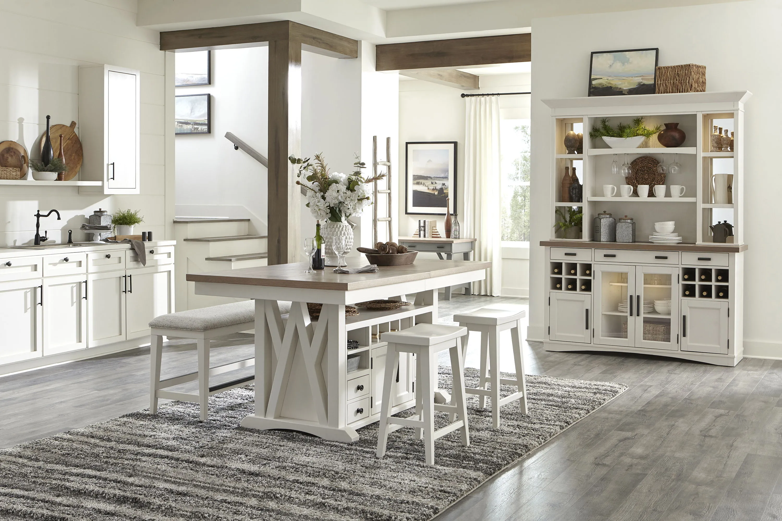 Americana Modern Dining - Island Counter Height Table - Cotton