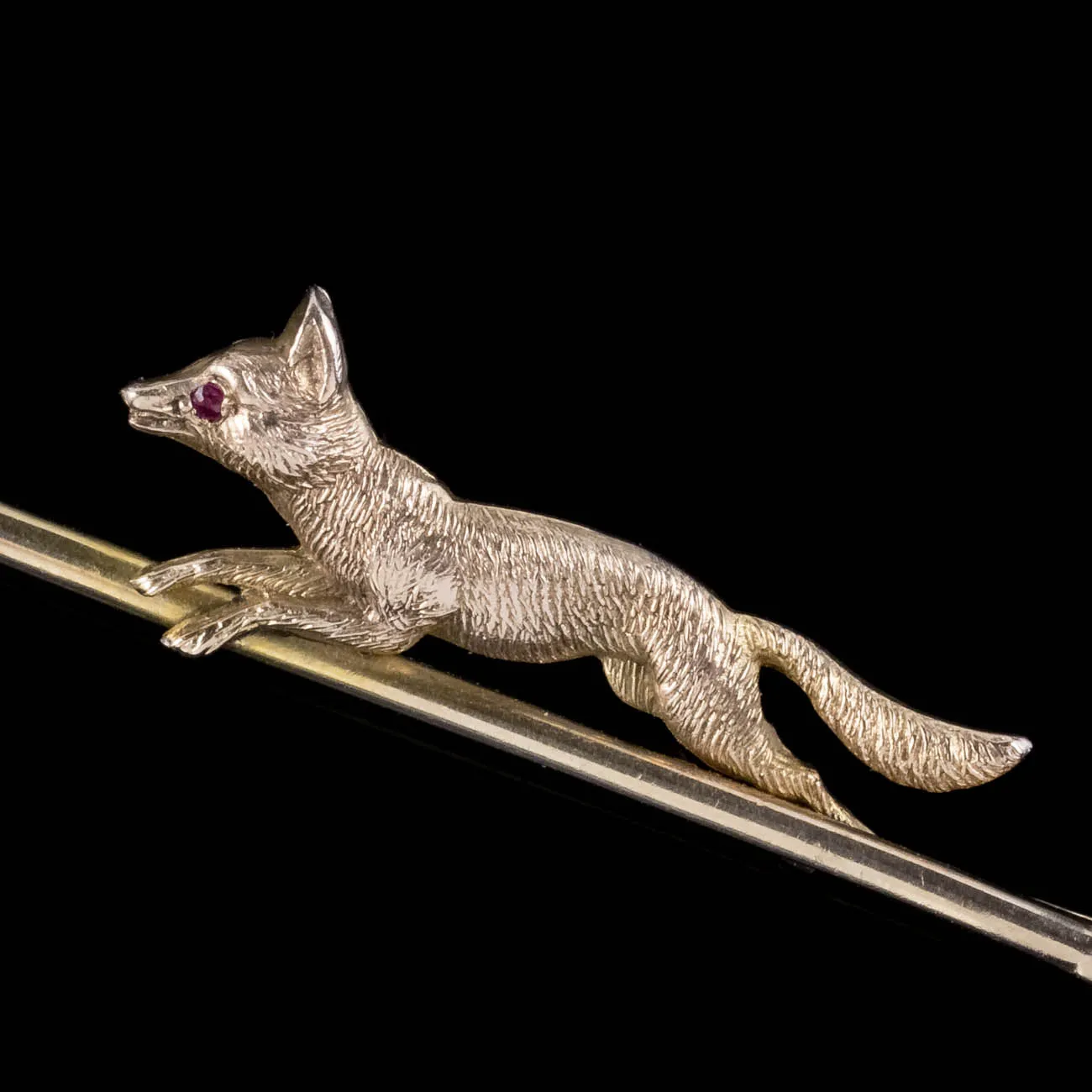 Antique Victorian Fox And Crop Riding Brooch 9Ct Gold Dated 1873