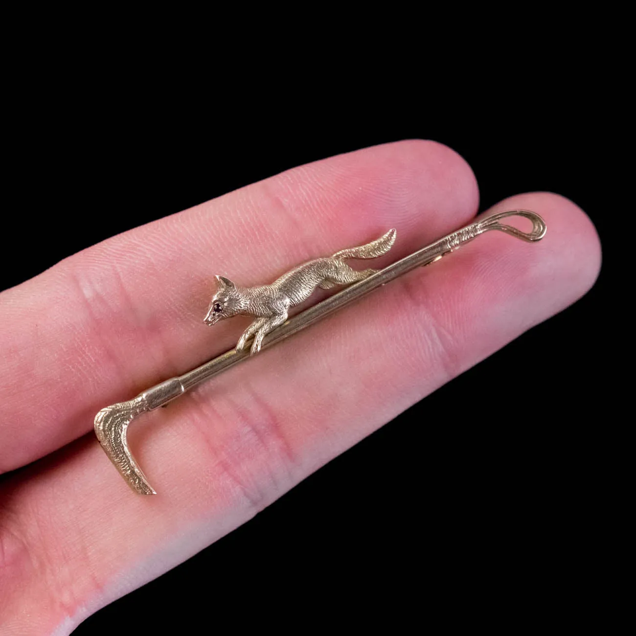 Antique Victorian Fox And Crop Riding Brooch 9Ct Gold Dated 1873