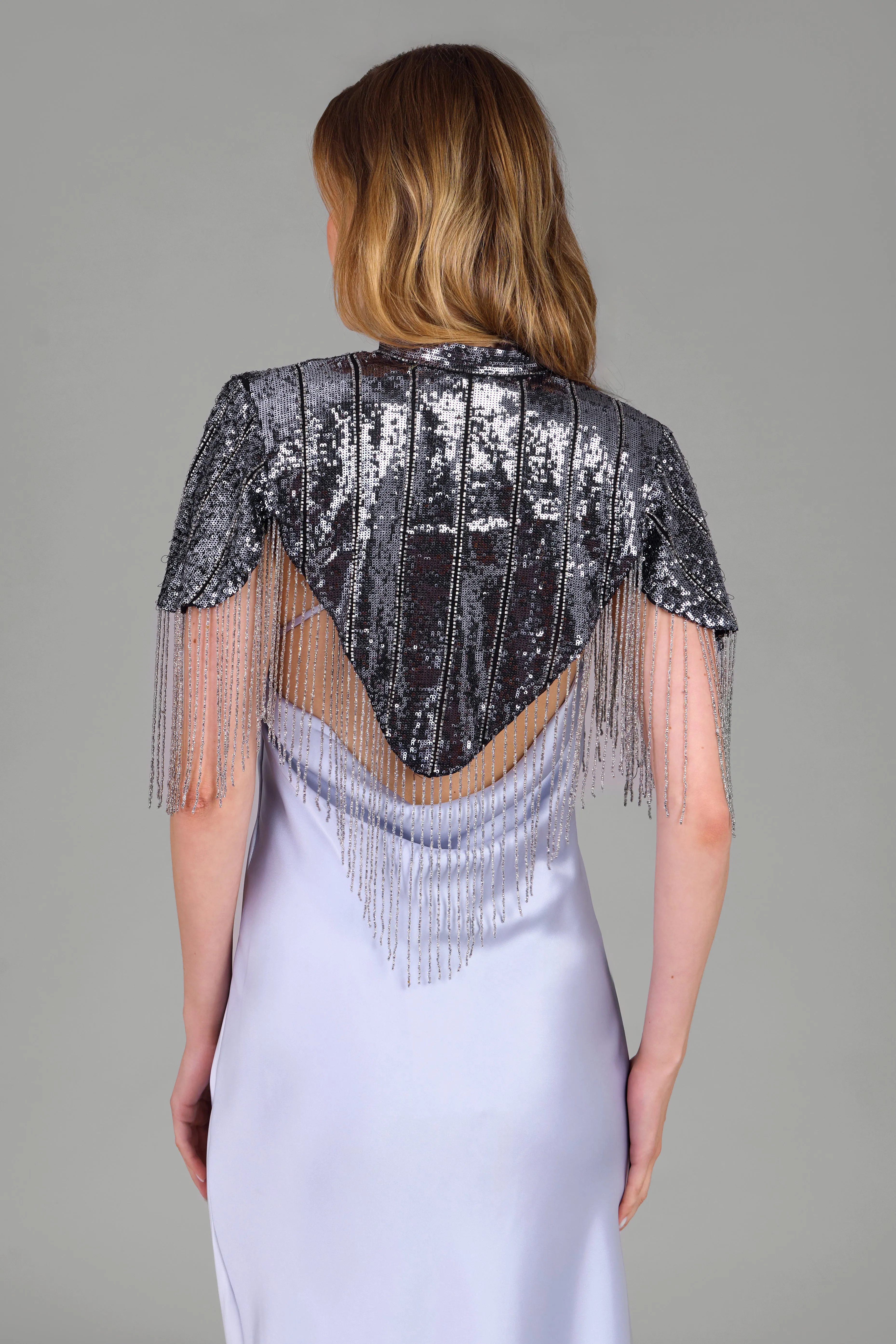 Beaded Fringe Sequin Capelet