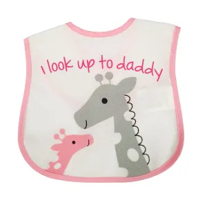 Bebetto Bib Waterproof Back I Look Up To Daddy Pink