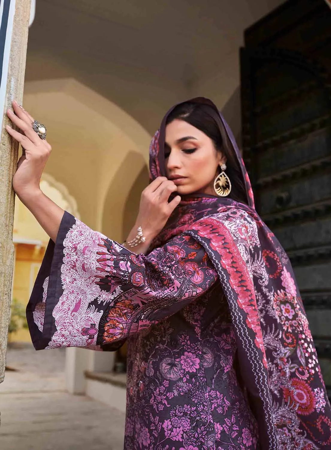 Belliza Pakistani Print Embroidered Unstitched Women Cotton Suit Material