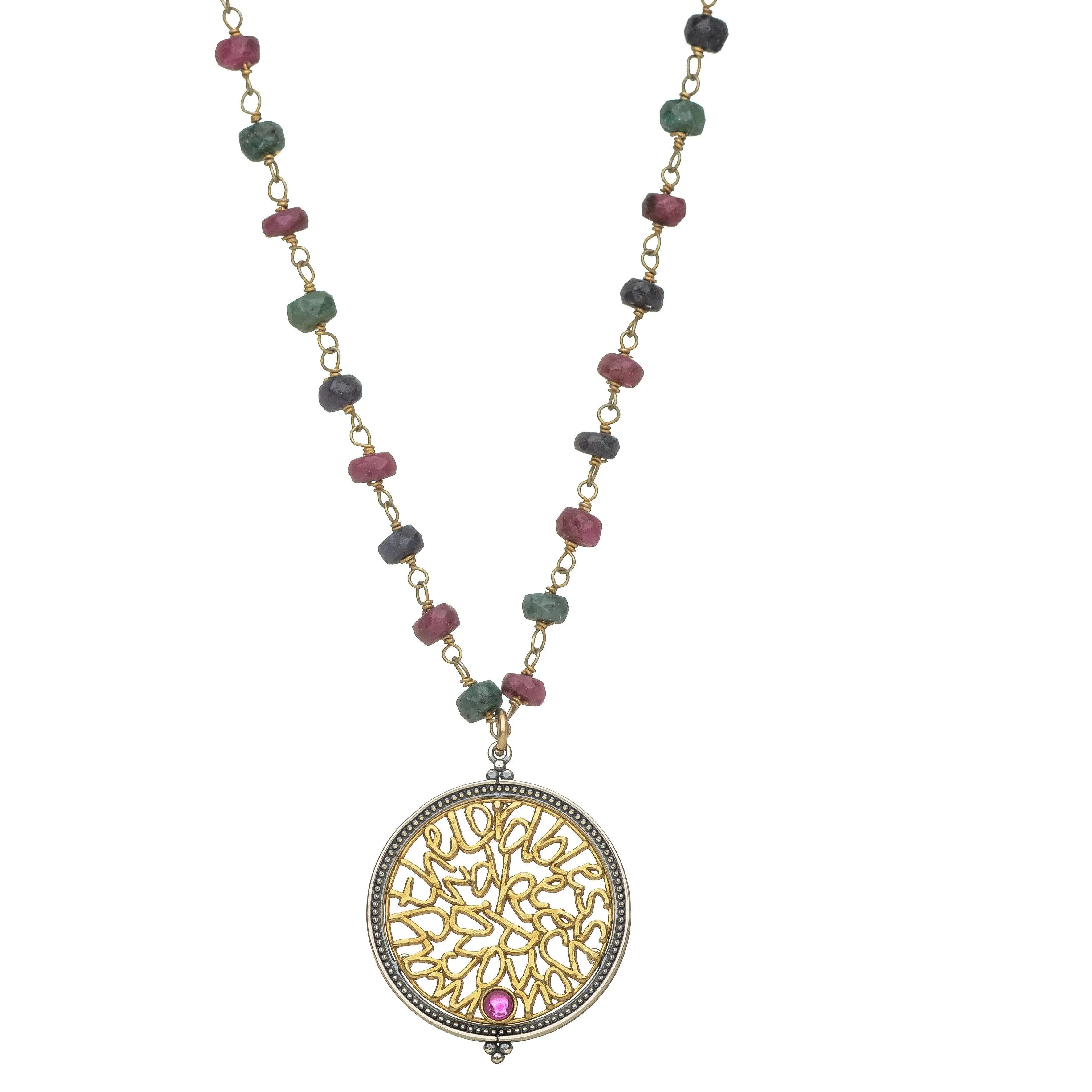 Blessing Necklace Long and Layered on Gemstones