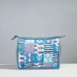 Blue - Handcrafted Patchwork Quilted Multipurpose Toiletry Bag