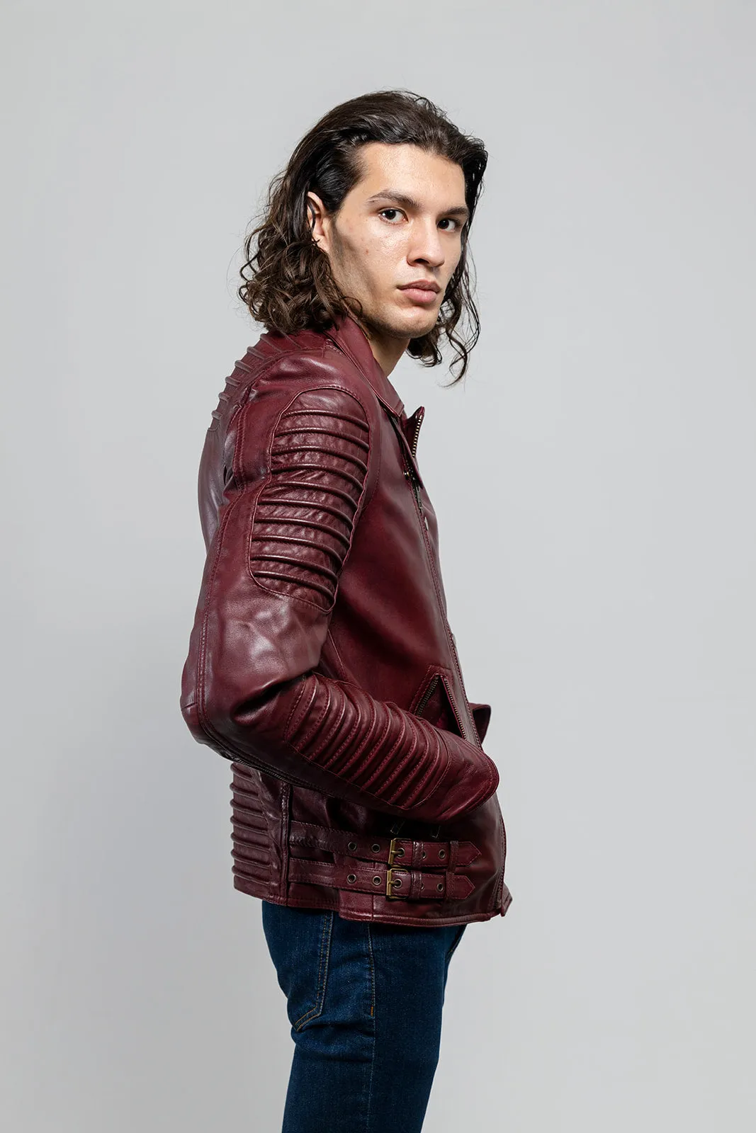 Brooklyn Men's Lambskin Leather Jacket Oxblood (POS)