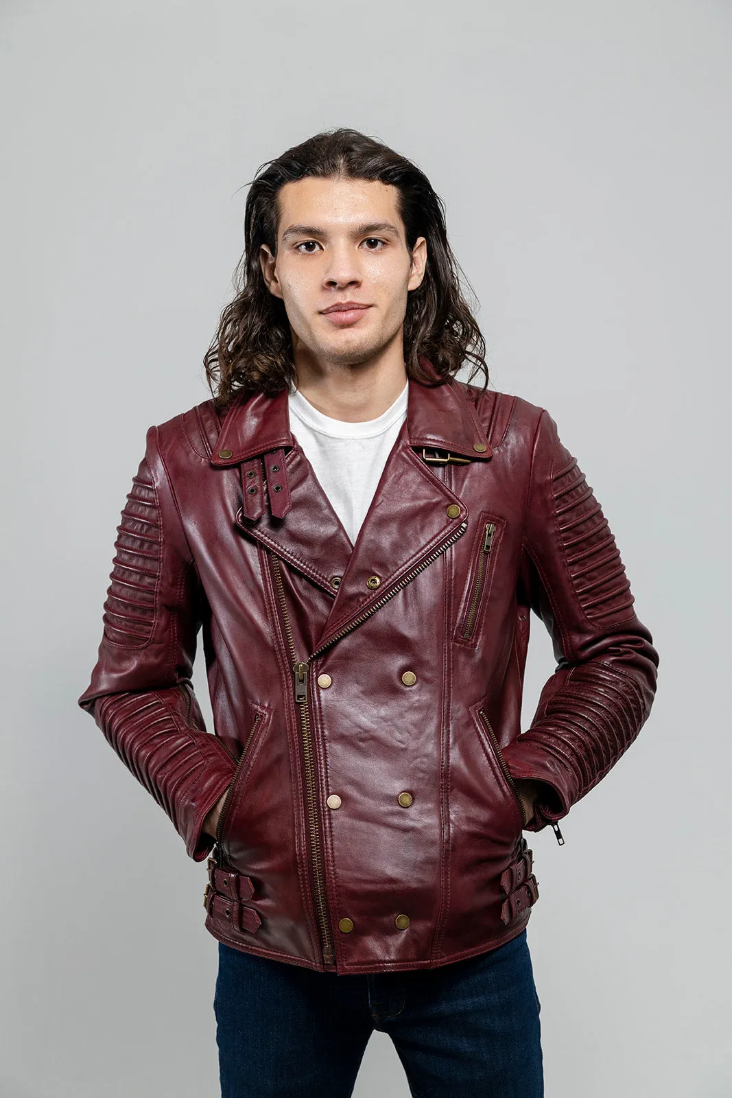 Brooklyn Men's Lambskin Leather Jacket Oxblood (POS)