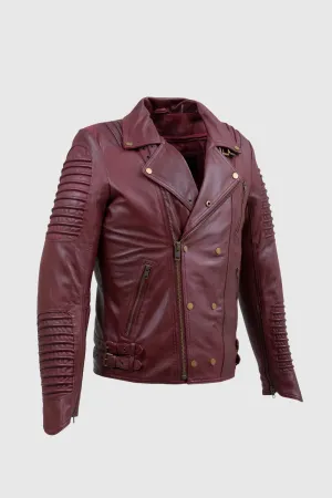 Brooklyn Men's Lambskin Leather Jacket Oxblood (POS)