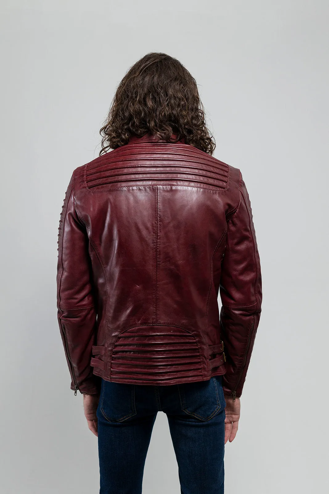 Brooklyn Men's Lambskin Leather Jacket Oxblood (POS)