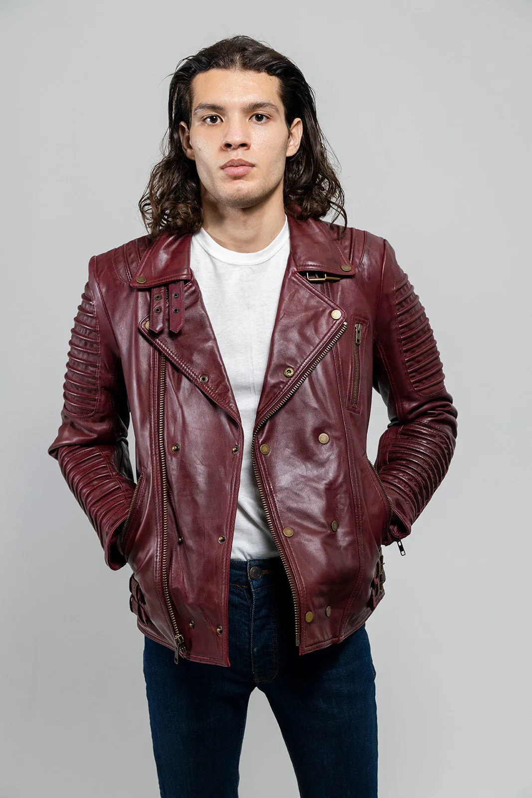 Brooklyn Men's Lambskin Leather Jacket Oxblood (POS)