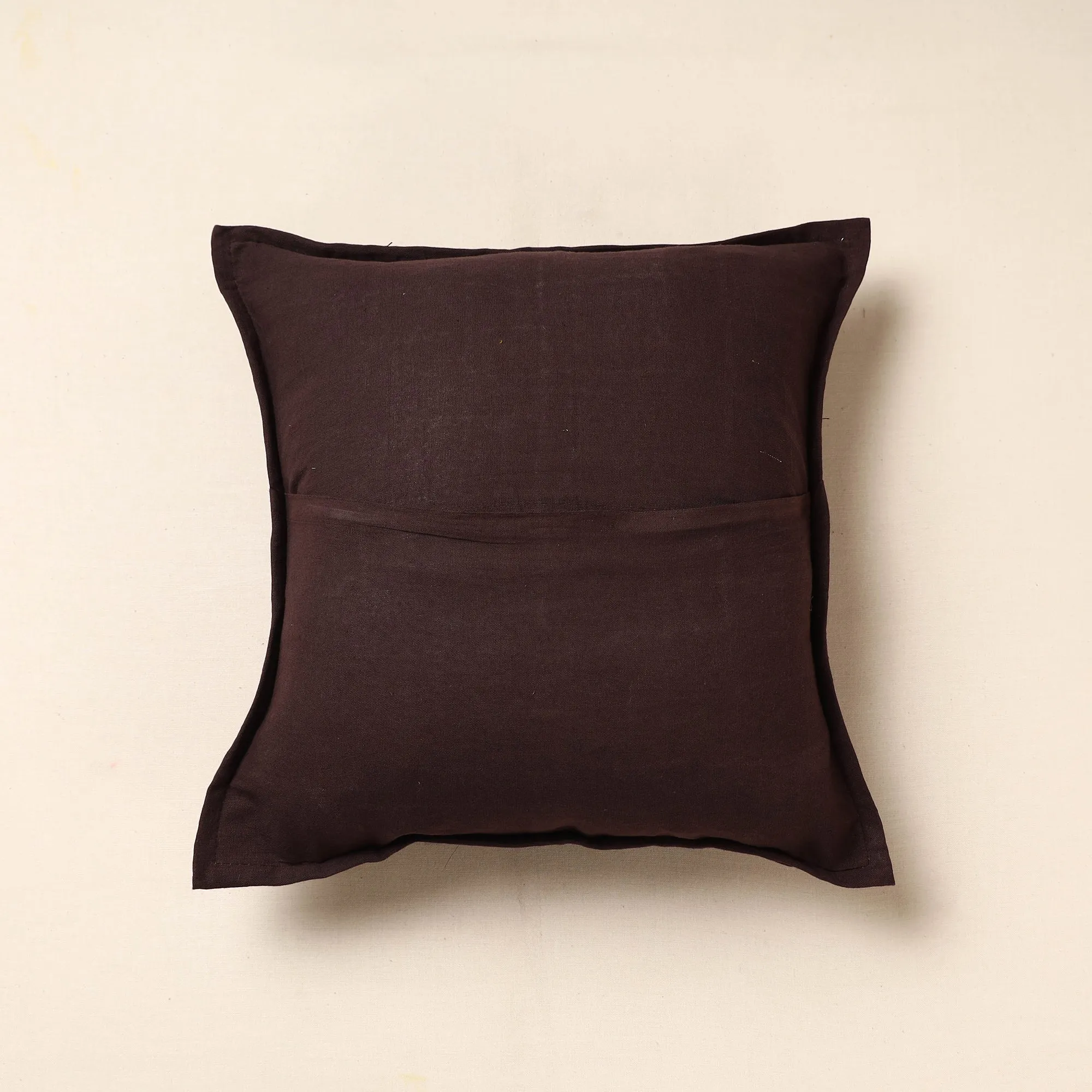 Brown - Khambadiya Patchwork Cotton Cushion Cover (16 x 16 in)