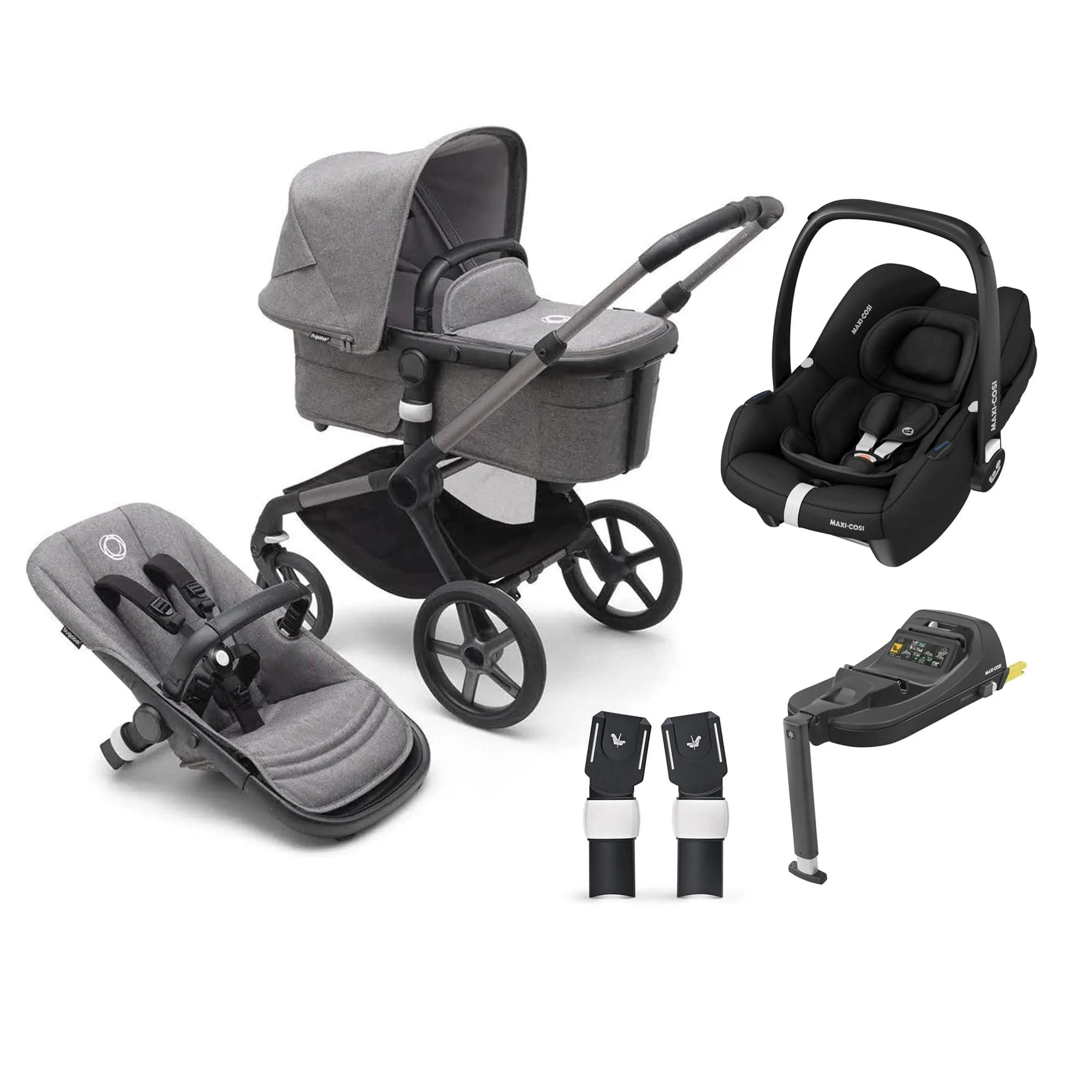 Bugaboo Fox 5 Maxi-Cosi Bundle - Black/Grey Melange