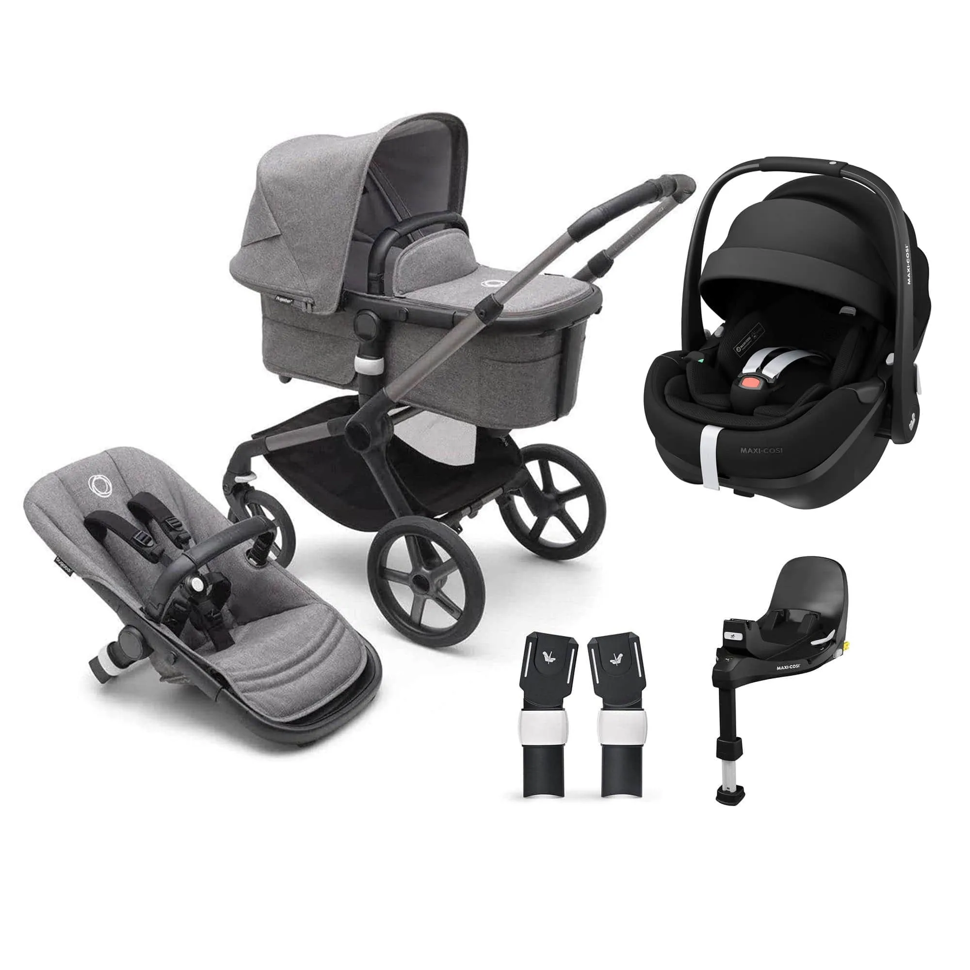 Bugaboo Fox 5 Maxi-Cosi Bundle - Black/Grey Melange