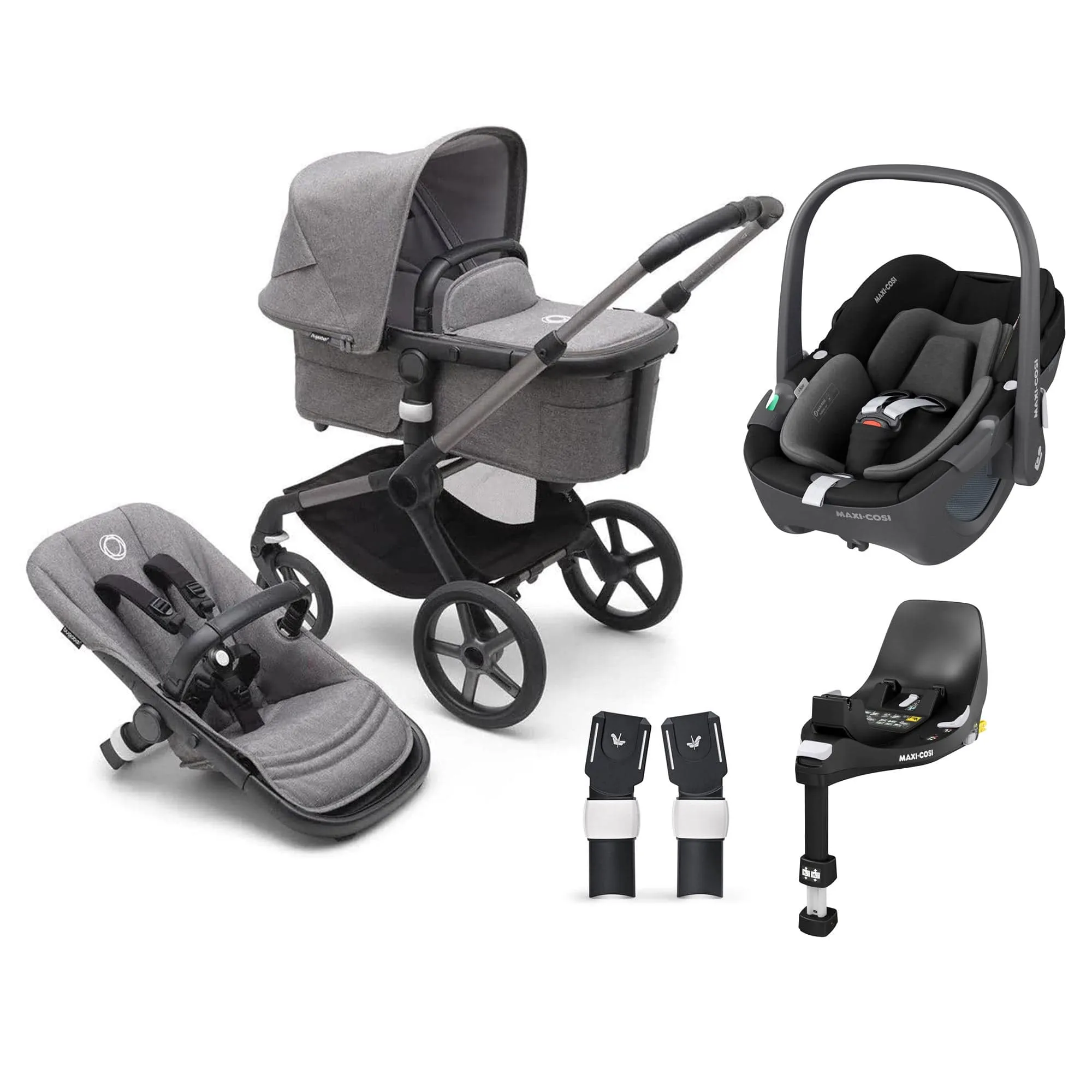 Bugaboo Fox 5 Maxi-Cosi Bundle - Black/Grey Melange