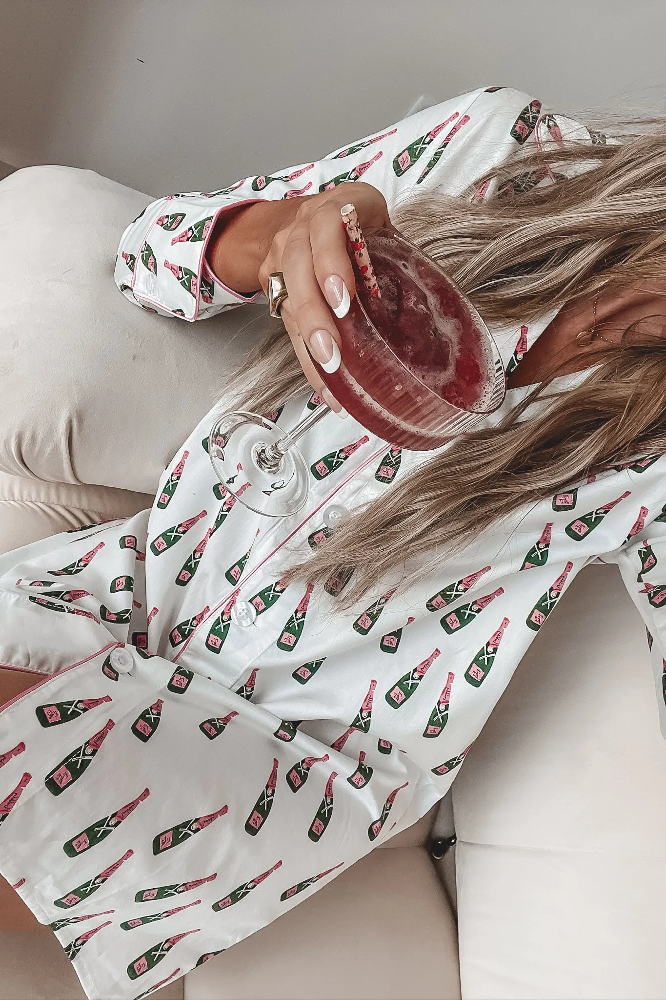 Cheers To A Girls Night Long Button Down Nightshirts