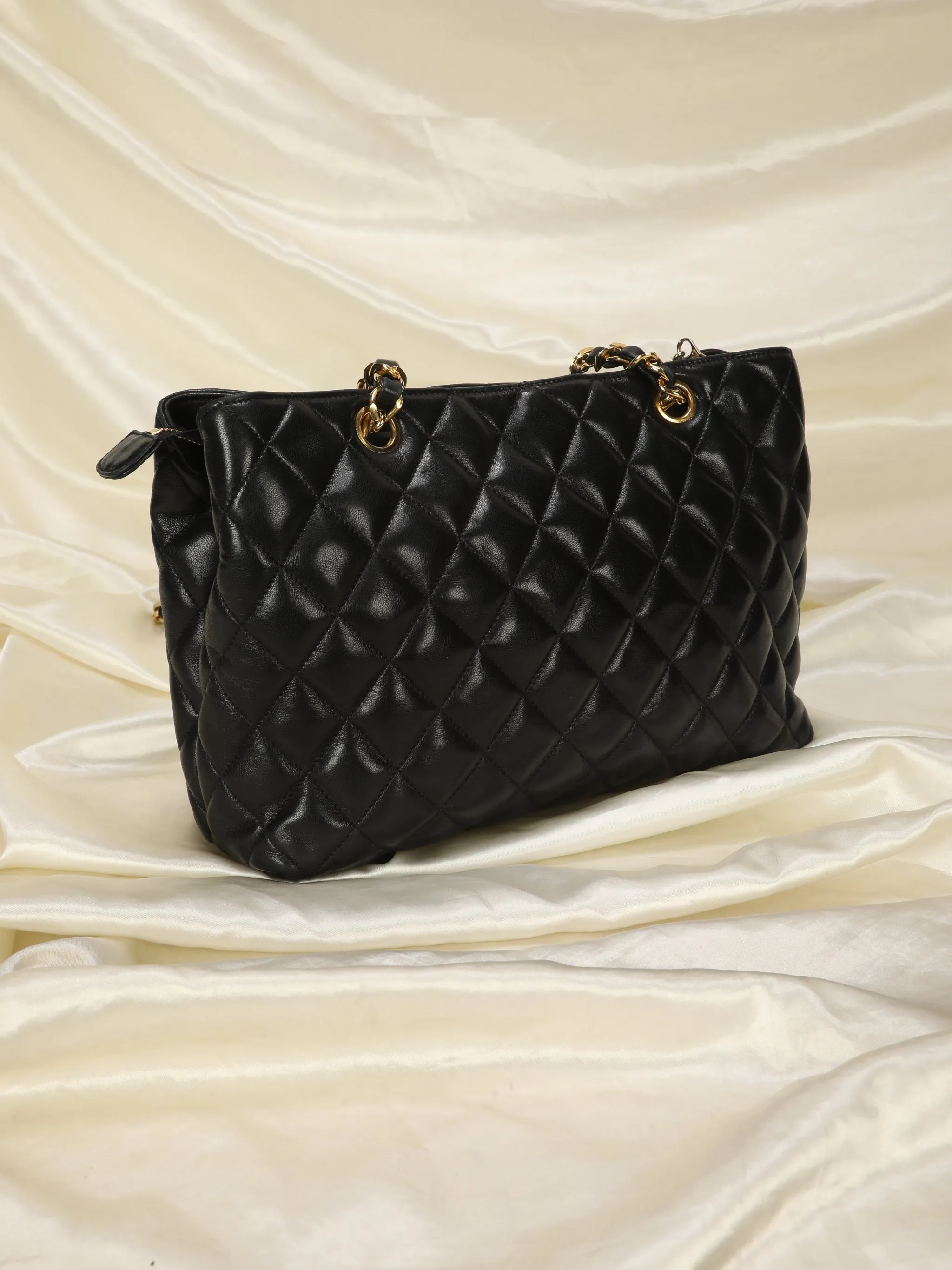 CL Lambskin Quilted Chain Shopper Tote