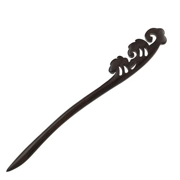 CrystalMood Handmade Carved Wood Hair Stick Seasprays Ebony