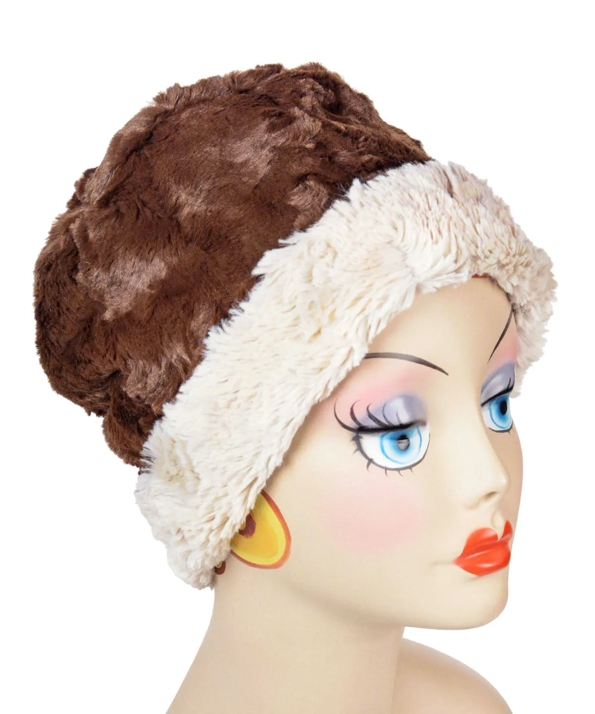 Cuffed Pillbox, Reversible (Two-Tone) - Cuddly Faux Fur Combos