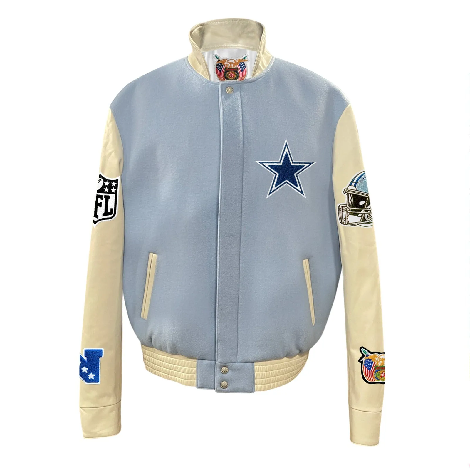 DALLAS COWBOYS WOOL & LEATHER VARSITY JACKET Baby Blue