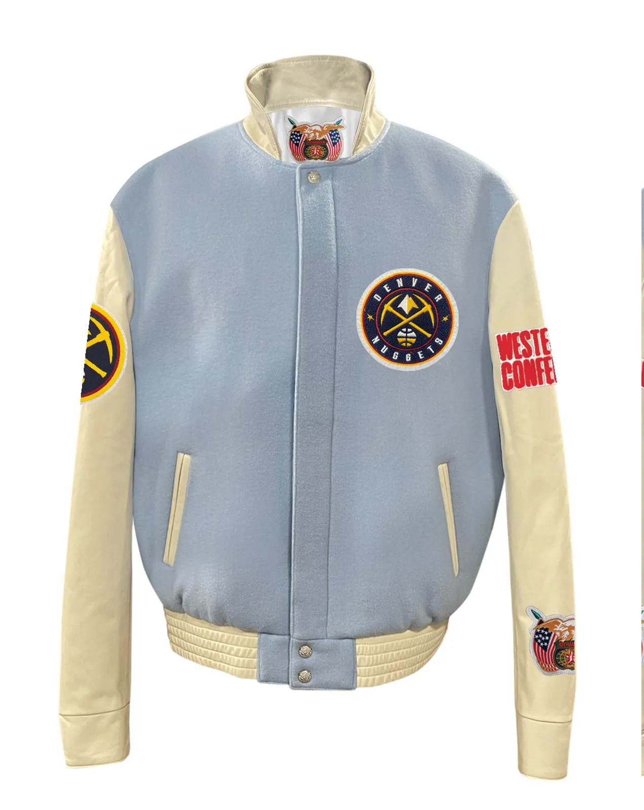 DENVER NUGGETS WOOL & LEATHER VARSITY JACKET Baby Blue