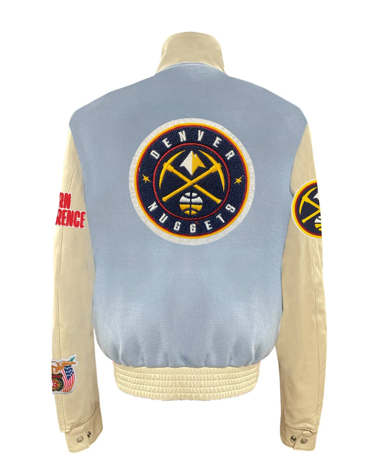 DENVER NUGGETS WOOL & LEATHER VARSITY JACKET Baby Blue