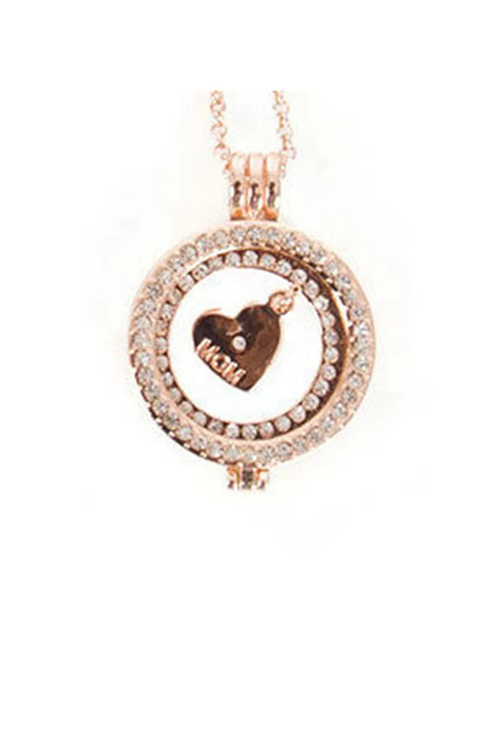 Diamante MUM Love Heart Charm Pendant Long Necklace