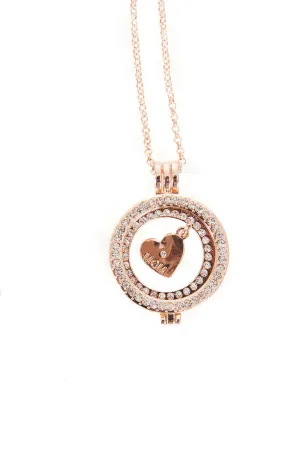 Diamante MUM Love Heart Charm Pendant Long Necklace