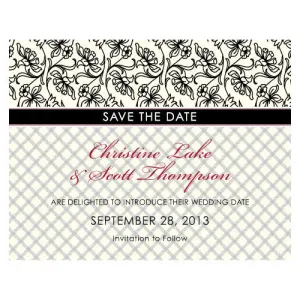 Eclectic Patterns Save The Date Card Classical Green