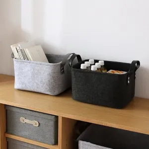 Felt Storage Basket - Closet Toy Book Hamper - Laundry Bag - Shelf Box Organizer -  Living Room Bedroom Bathroom Toiletry Makeup Book Toy