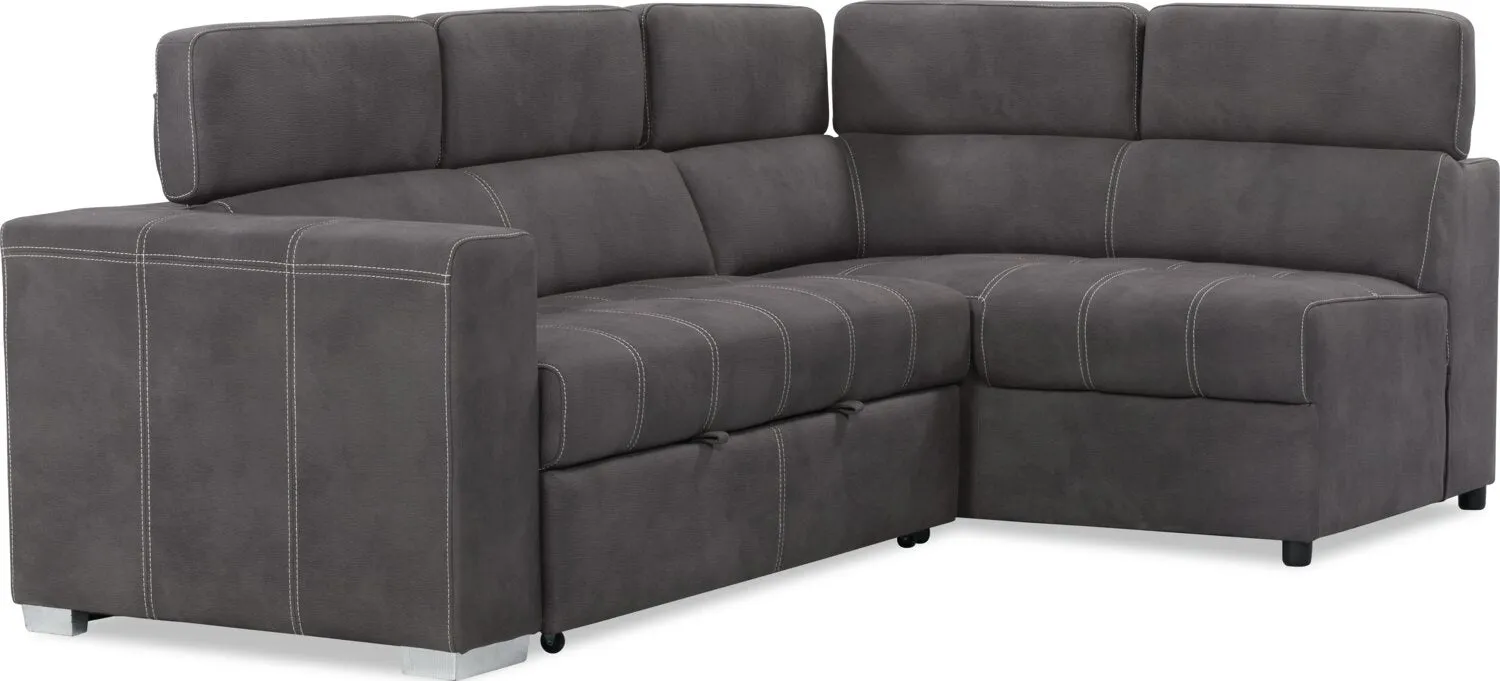 Foynes 3-Piece Faux Suede Right-Facing Sleeper Sectional - Cement