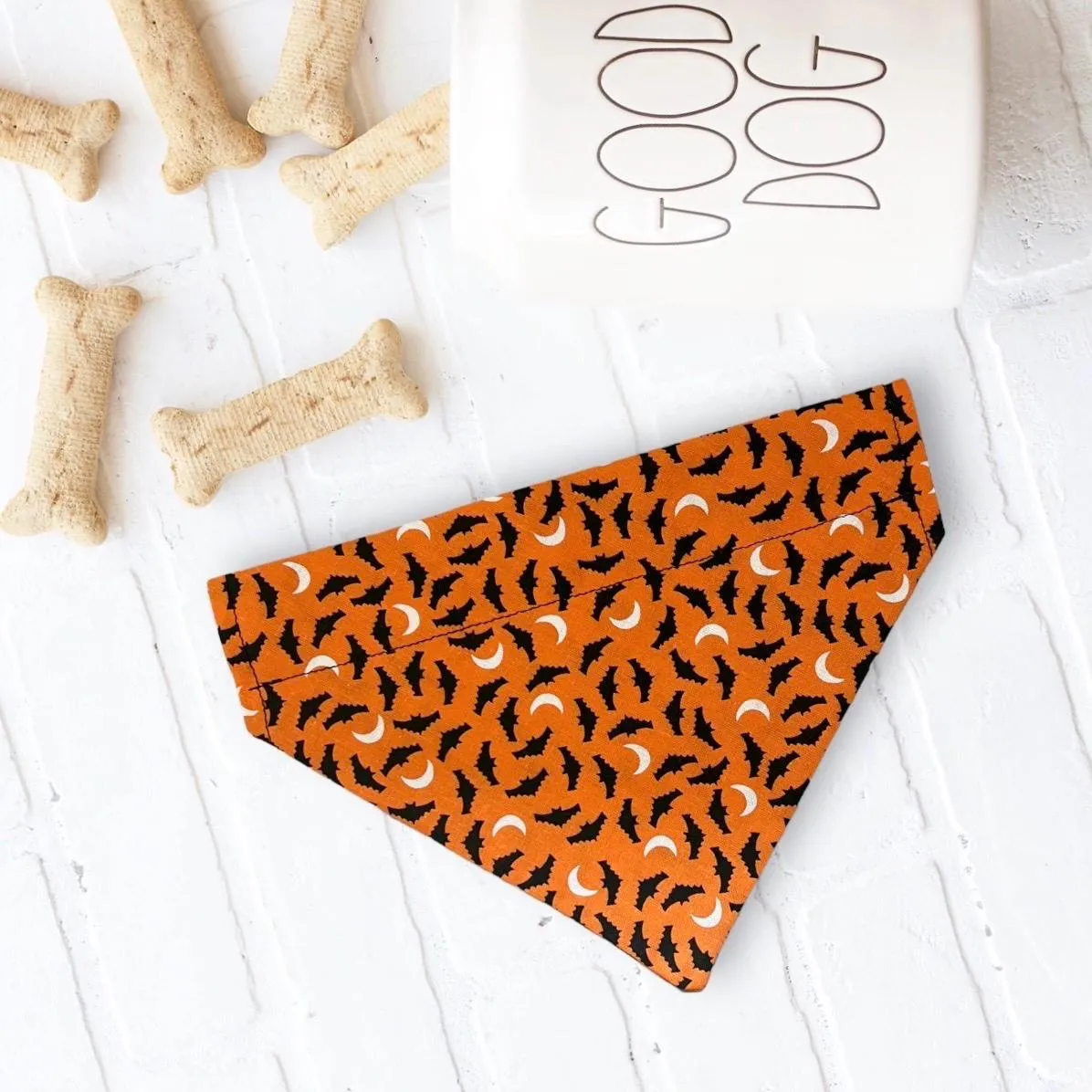 Halloween Dog Bandana or Cat Bandana- Orange & Black Bats