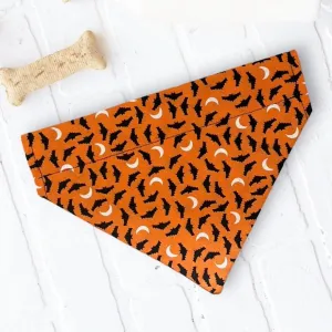 Halloween Dog Bandana or Cat Bandana- Orange & Black Bats