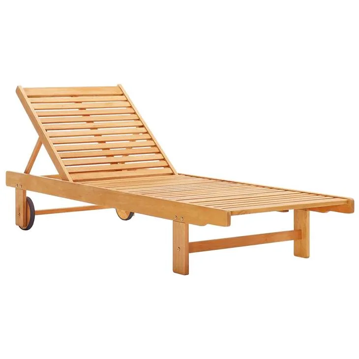 Hatteras Outdoor Patio Eucalyptus Wood Chaise Lounge Set of 2 in Natural