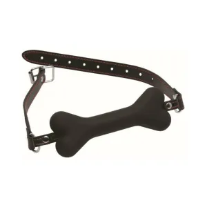 Hound Adjustable Dog Bone Gag Black