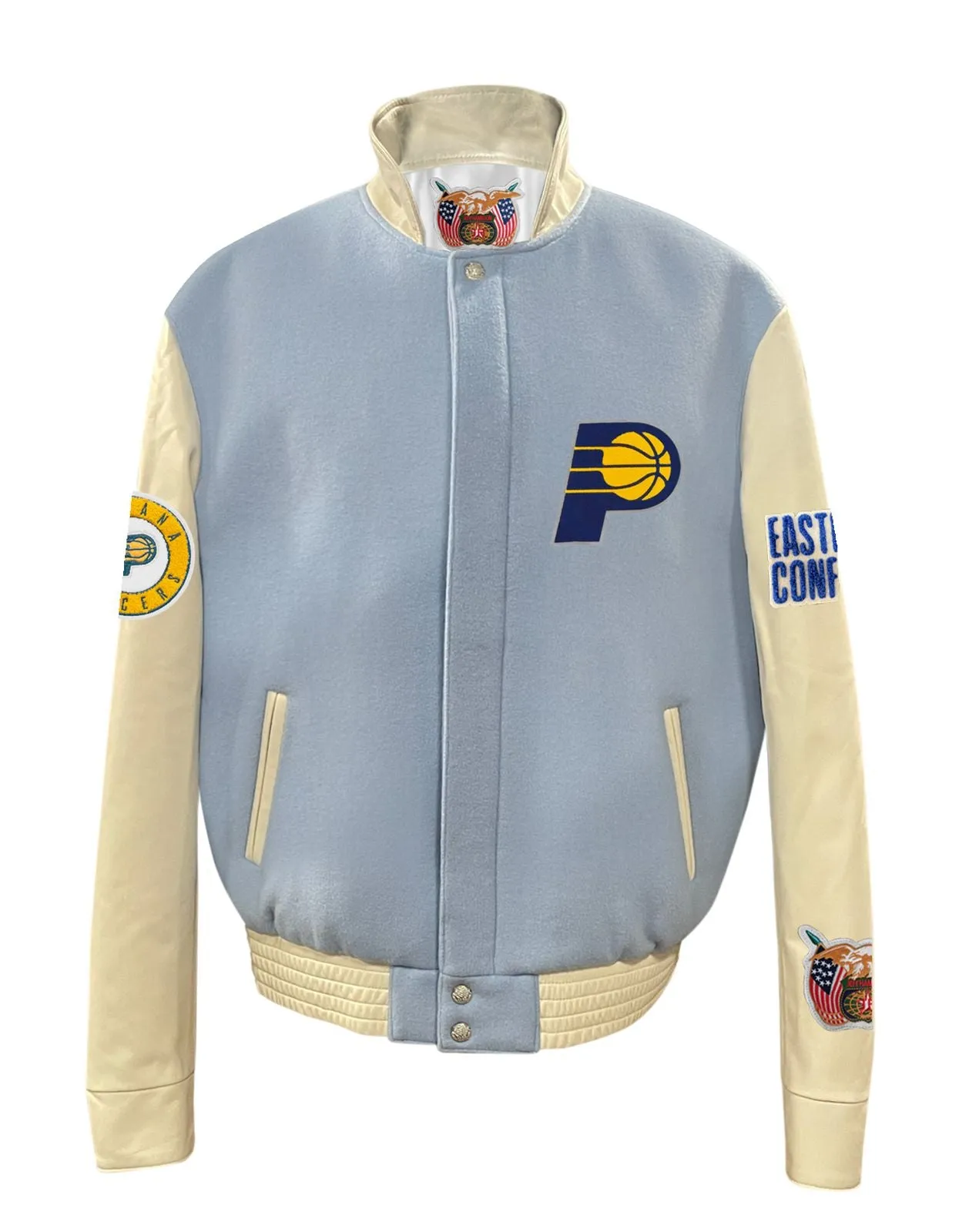 INDIANA PACERS WOOL & LEATHER VARSITY JACKET Baby Blue