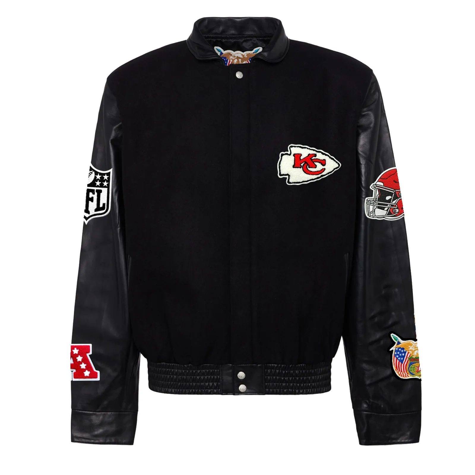 KANSAS CITY CHIEFS WOOL & LEATHER VARSITY JACKET Black/Black