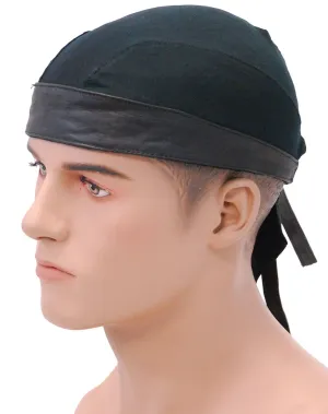 Leather and Comfort Stretch Lycra Skull Cap #BAND9160K