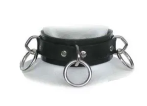 Leather Three Ring Collar - Small/Medium (Black)