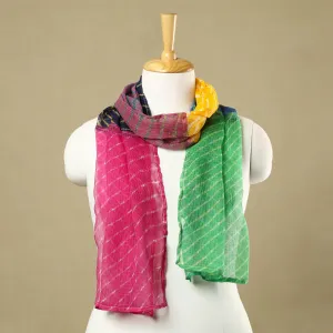 Leheriya Tie-Dye Patchwork Multicolor Kota Doria Cotton Stole 21