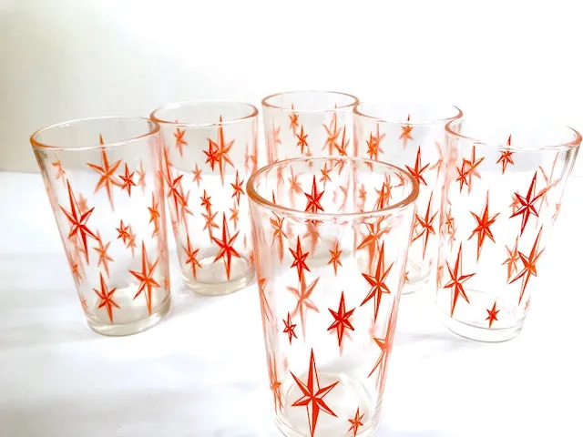 Mid-Century Atomic Star Glasses (Set of 6)