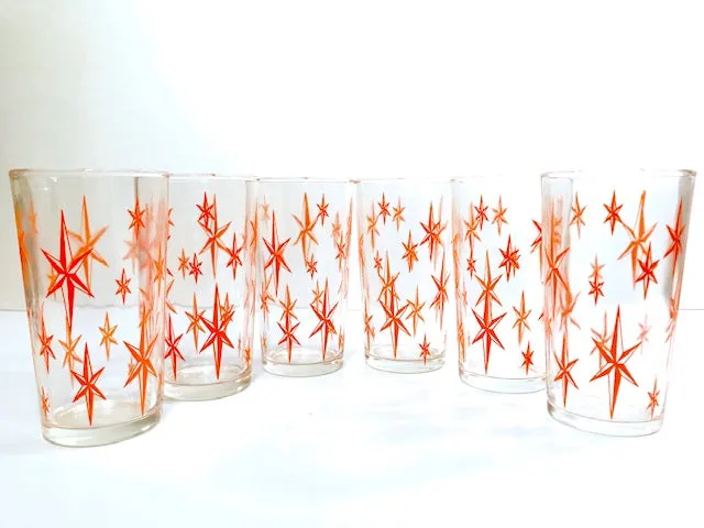 Mid-Century Atomic Star Glasses (Set of 6)