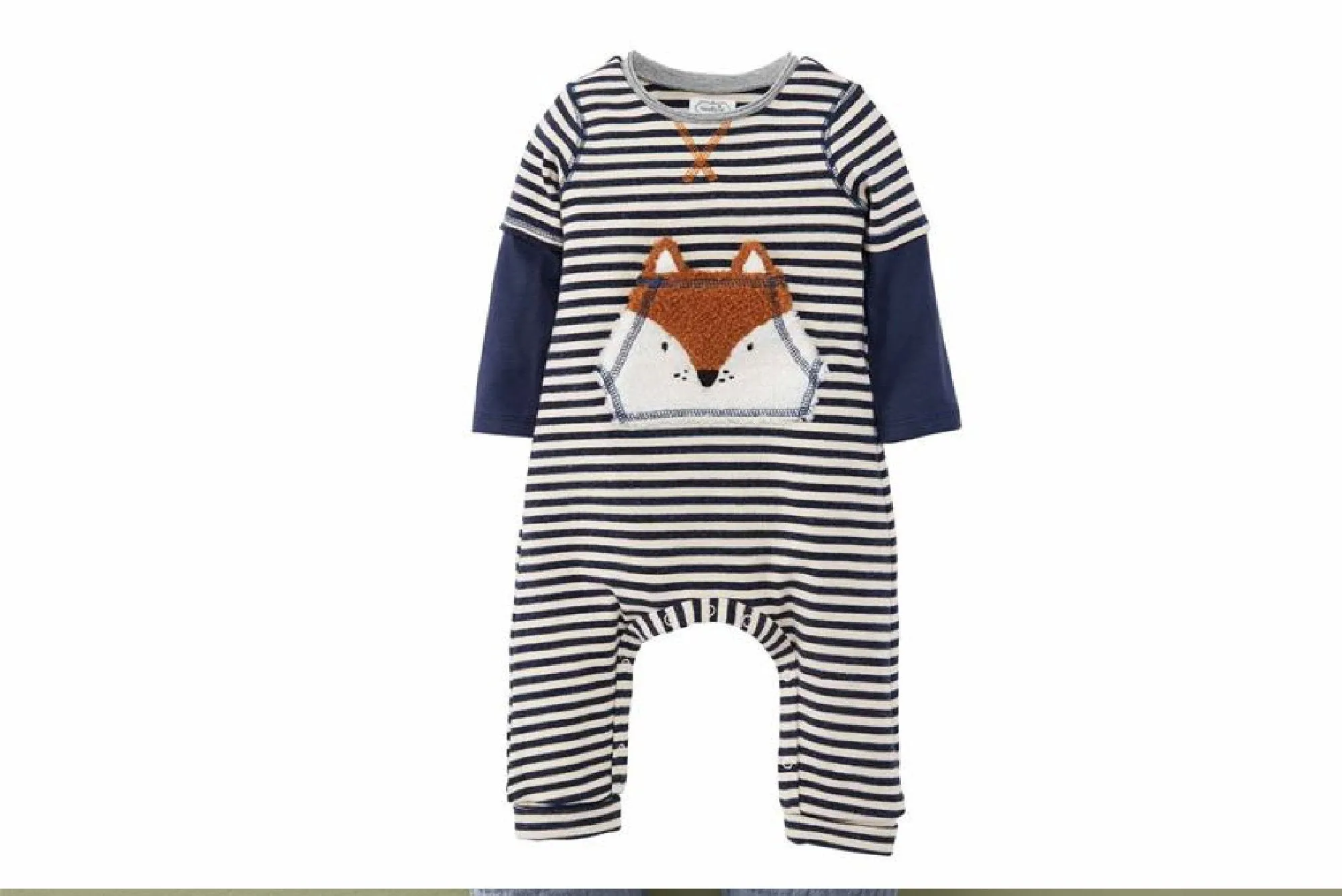 Mudpie Infant Boys Striped Fox One Piece