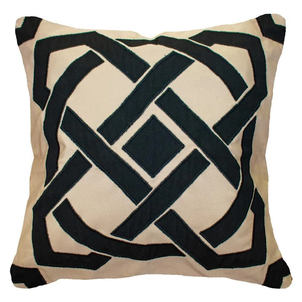 Outdoor Dial Black & Beige Lounge Cushion 55 x 55 cm