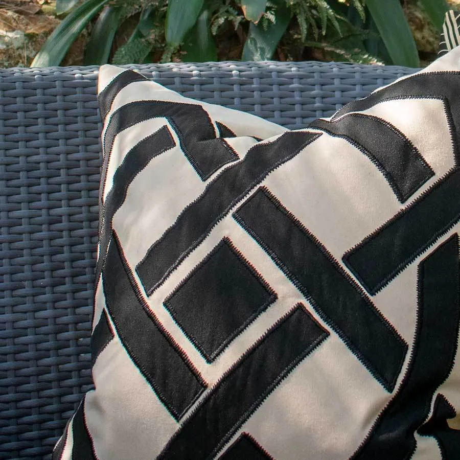 Outdoor Dial Black & Beige Lounge Cushion 55 x 55 cm