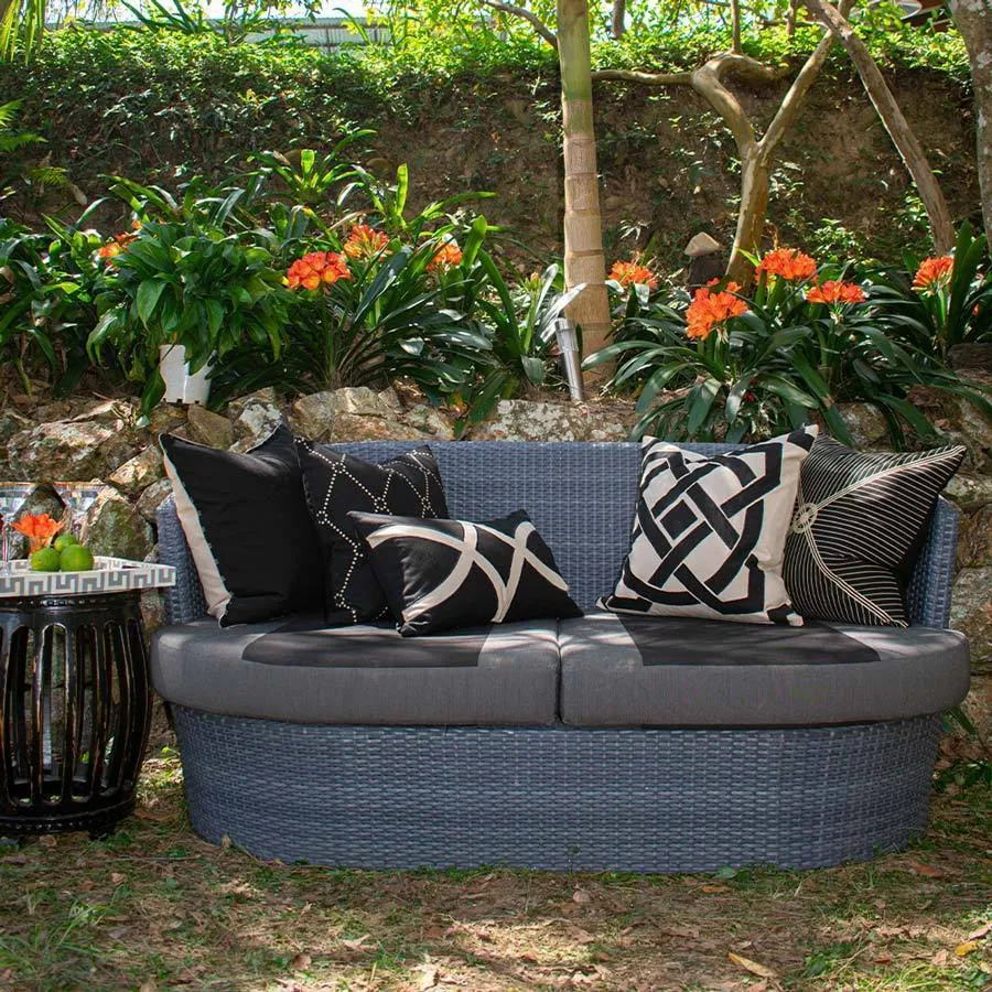 Outdoor Dial Black & Beige Lounge Cushion 55 x 55 cm