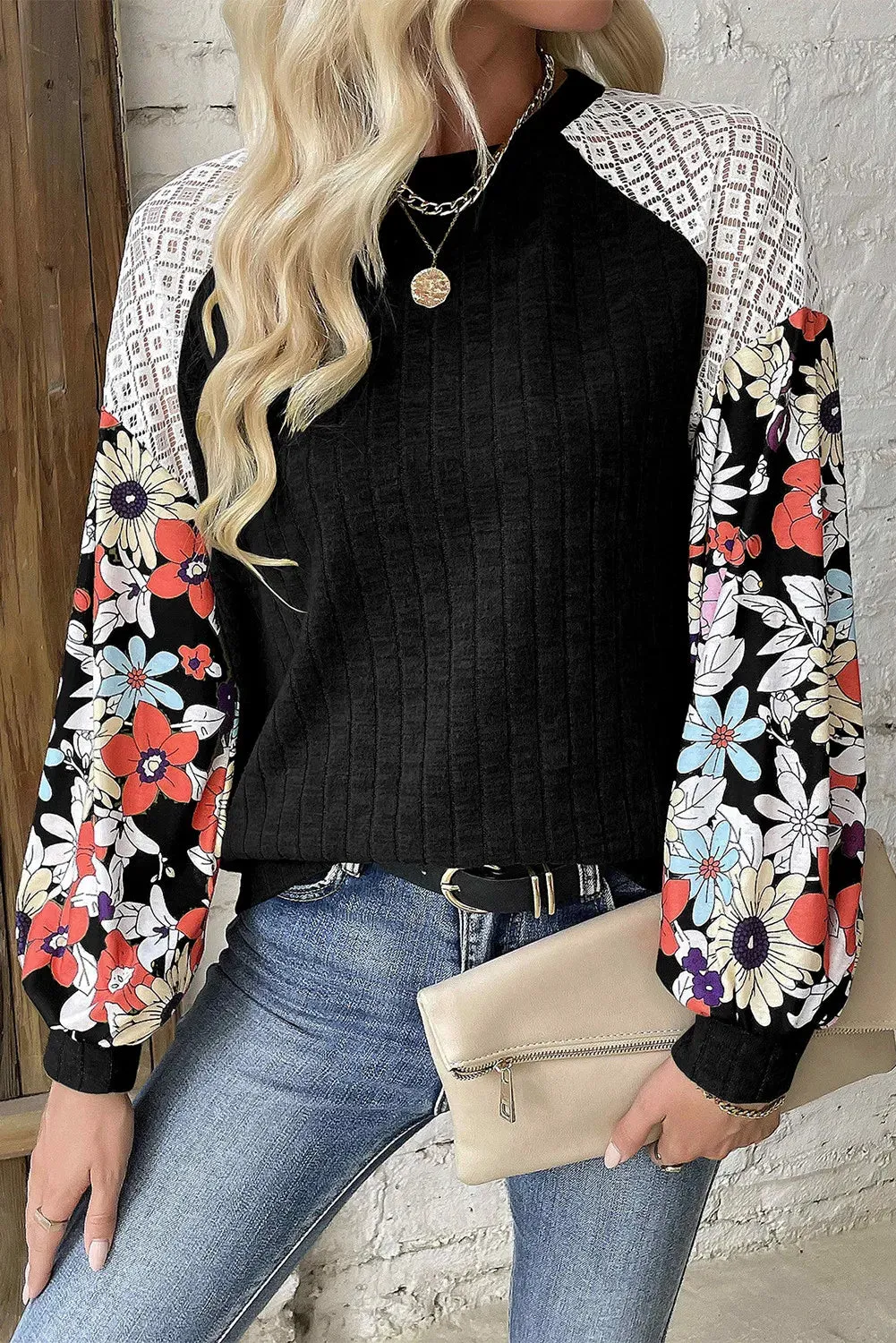 Patchwork Sleeve Blouse