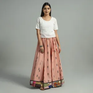 Peach - Jacquard Patchwork 24 Kali Cotton Long Skirt 20